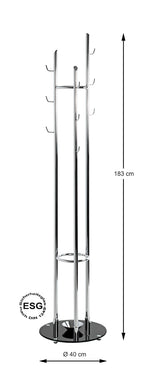 HAKU Möbel Garderobenständer aus Metall mit Glas in Silber 40 x 183 cm