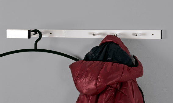 HAKU Möbel Wandgarderobe aus Metall 4 x 20 x 70 cm in Chrom, Weiss