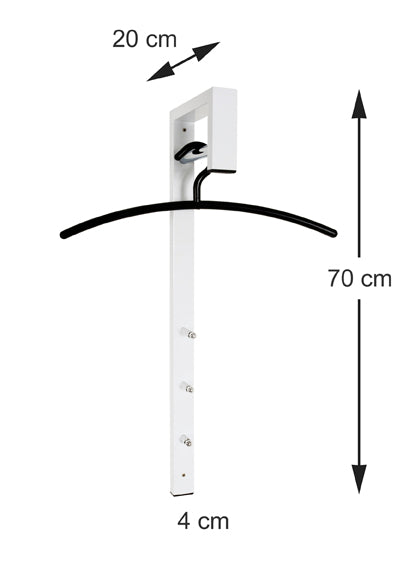 HAKU Möbel Wandgarderobe aus Metall 4 x 20 x 70 cm in Chrom, Weiss
