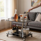 HAKU Möbel Servierwagen aus Metall mit Glas in Silber