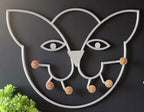 HAKU Möbel Wandgarderobe aus Metall Motiv Katze in Grau