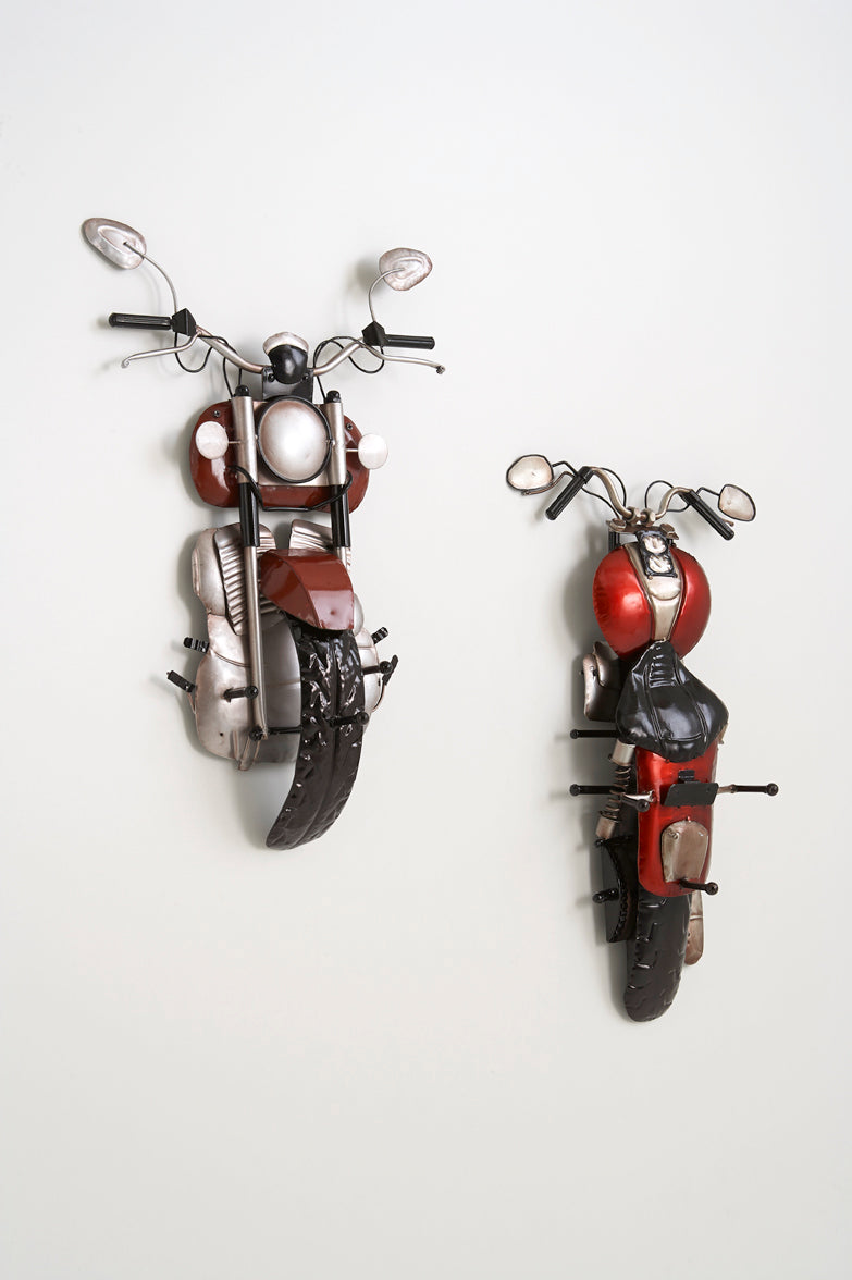 HAKU Möbel Wandgarderobe aus Metall Motiv Motorrad in Schwarz