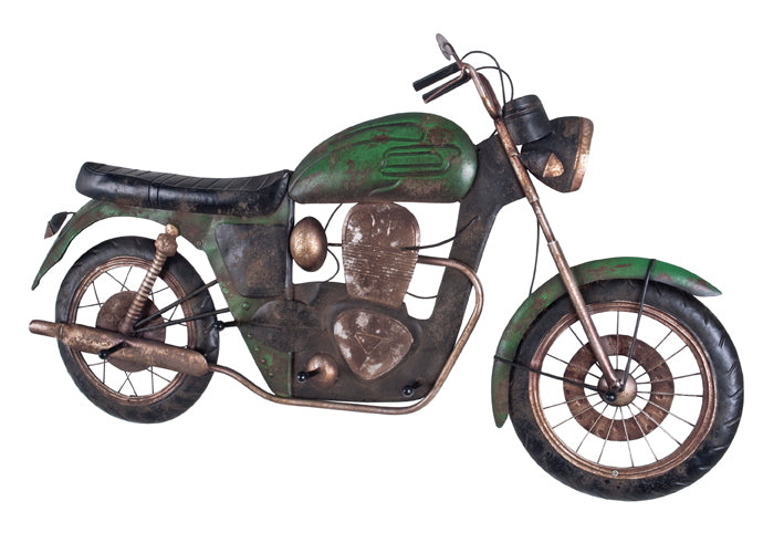 HAKU Möbel Wandgarderobe aus Metall Motiv Motorrad in Braun