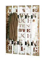 HAKU Möbel Wandgarderobe aus MDF Motiv Schriftzug in Weiss 70 x 9 x 100 cm
