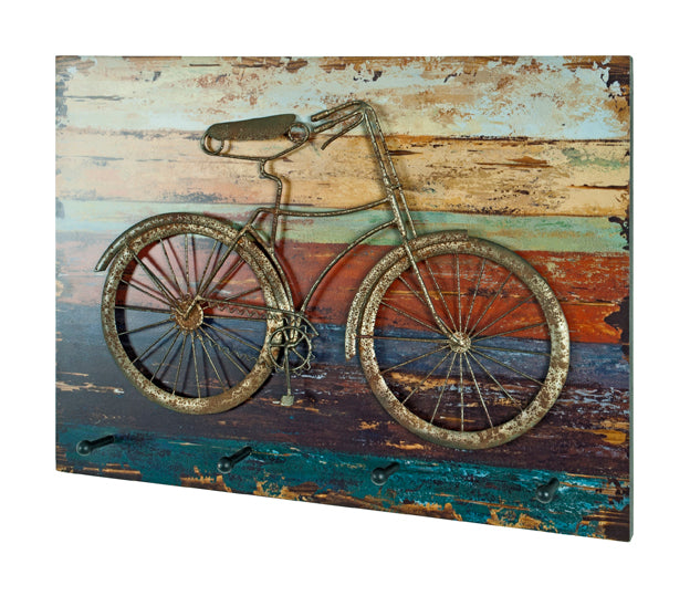 HAKU Möbel Wandgarderobe aus MDF Motiv Fahrrad in Braun