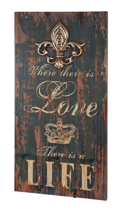 HAKU Möbel Wandgarderobe aus MDF Motiv Schriftzug in Braun 30 x 7 x 60 cm