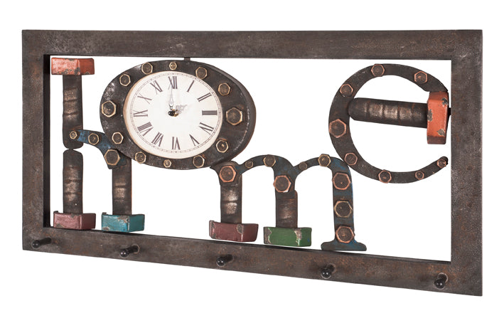 HAKU Möbel Wandgarderobe aus MDF Motiv Schriftzug in Braun 70 x 8 x 35 cm