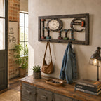 HAKU Möbel Wandgarderobe aus MDF Motiv Schriftzug in Braun 70 x 8 x 35 cm