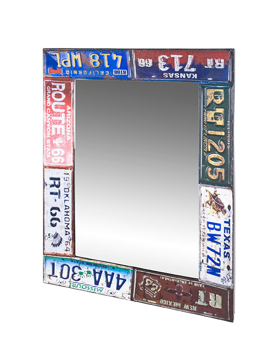HAKU Möbel Spiegel aus Metall Motiv Schriftzug in Blau