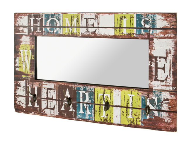 HAKU Möbel Wandgarderobe aus MDF Motiv Schriftzug in Braun 80 x 10 x 52 cm