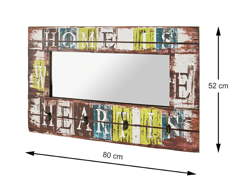 HAKU Möbel Wandgarderobe aus MDF Motiv Schriftzug in Braun 80 x 10 x 52 cm