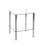 HAKU Möbel Beistelltisch aus Metall mit Glas in Silber 39 x 39 x 47 cm in Chrom
