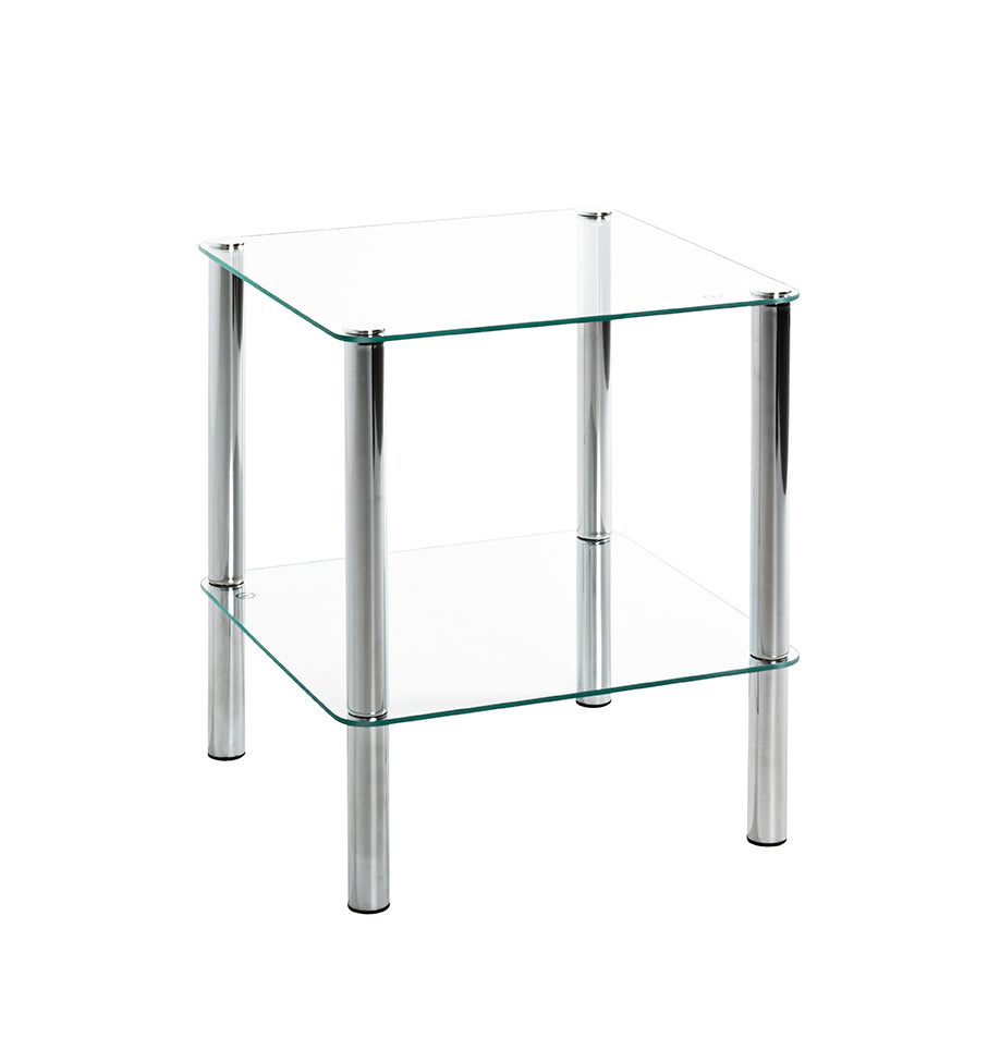 HAKU Möbel Beistelltisch aus Metall mit Glas in Silber 39 x 39 x 47 cm in Chrom