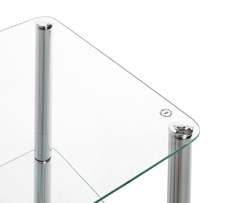 HAKU Möbel Beistelltisch aus Metall mit Glas in Silber 39 x 39 x 47 cm in Chrom