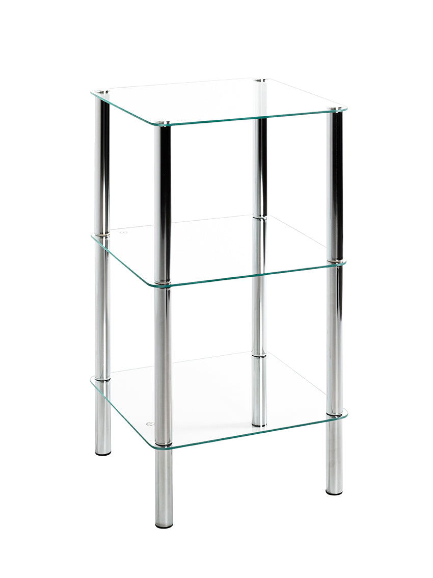 HAKU Möbel Regal aus Metall mit Glas in Silber B 39 cm H 77-107 cm, 39 x 39 cm, H 77 cm