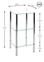 HAKU Möbel Regal aus Metall mit Glas in Silber B 39 cm H 77-107 cm, 39 x 39 cm, H 77 cm