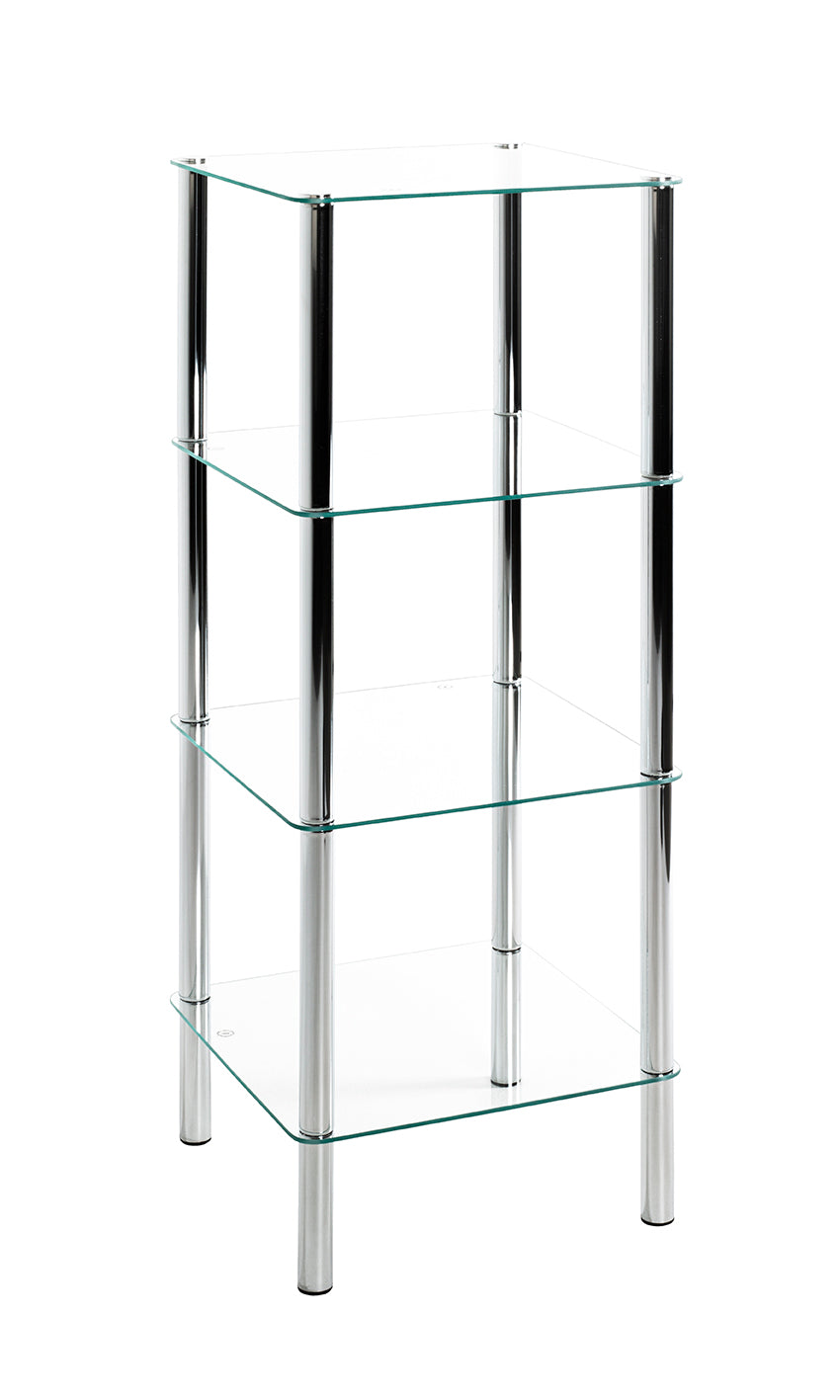HAKU Möbel Regal aus Metall mit Glas in Silber B 39 cm H 77-107 cm, 39 x 39 cm, H 107 cm