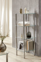 HAKU Möbel Regal aus Metall mit Glas in Silber B 39 cm H 77-107 cm, 39 x 39 cm, H 107 cm