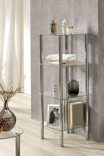 HAKU Möbel Regal aus Metall mit Glas in Silber B 39 cm H 77-107 cm, 39 x 39 cm, H 107 cm