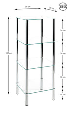 HAKU Möbel Regal aus Metall mit Glas in Silber B 39 cm H 77-107 cm, 39 x 39 cm, H 107 cm