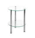 HAKU Möbel Beistelltisch aus Metall mit Glas in Silber 35 x 47 cm