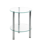 HAKU Möbel Beistelltisch aus Metall mit Glas in Silber 35 x 47 cm