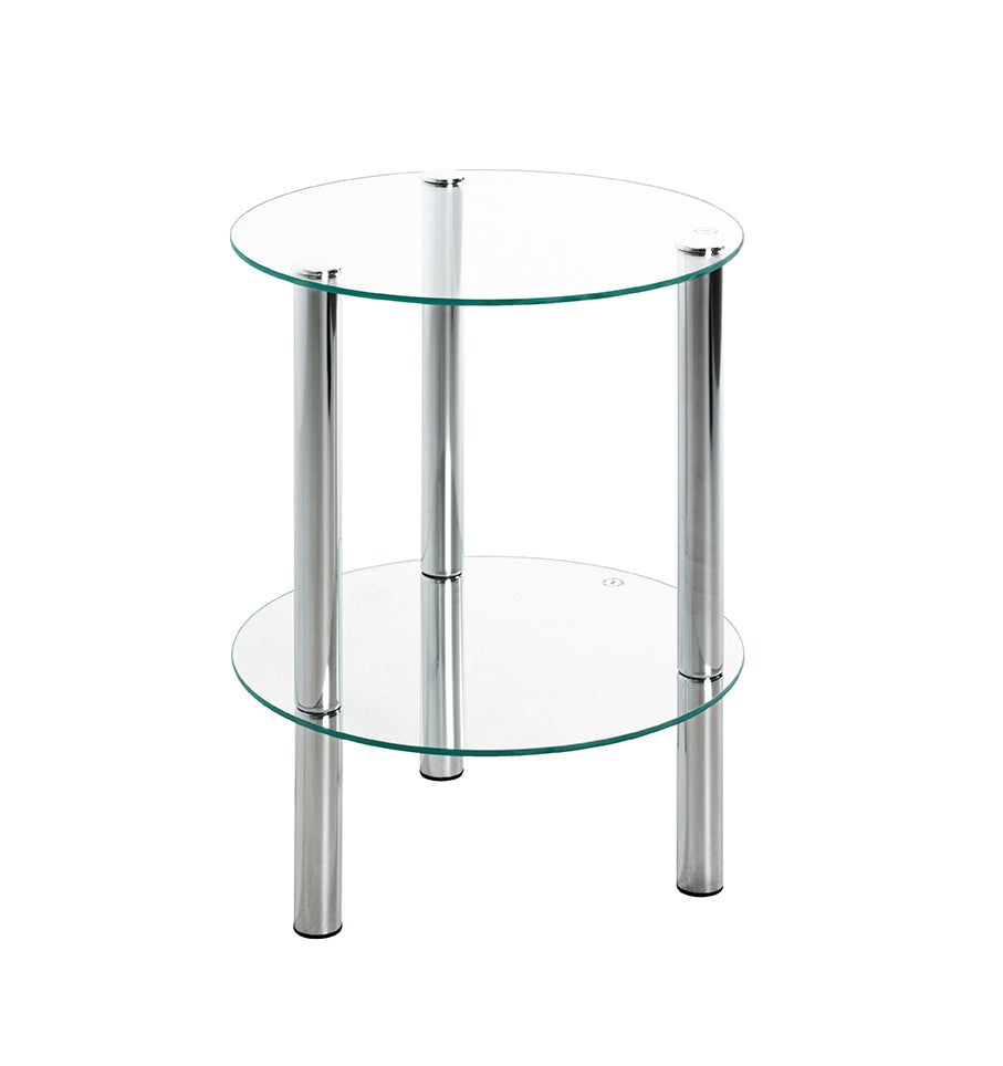 HAKU Möbel Beistelltisch aus Metall mit Glas in Silber 35 x 47 cm
