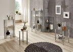 HAKU Möbel Beistelltisch aus Metall mit Glas in Silber 35 x 47 cm