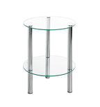 HAKU Möbel Beistelltisch aus Metall mit Glas in Silber 35 x 47 cm
