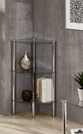 HAKU Möbel Regal aus Metall mit Glas in Silber 45 x 32 x 77 cm