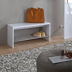 HAKU Möbel Schuhbank aus MDF kratzunempfindlich in Weiss in Chrom, Weiss