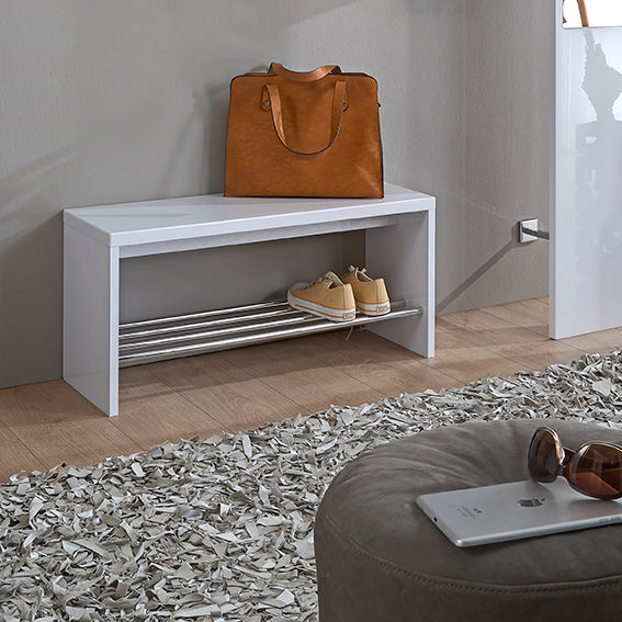 HAKU Möbel Schuhbank aus MDF kratzunempfindlich in Weiss in Chrom, Weiss