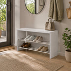 HAKU Möbel Schuhbank aus MDF kratzunempfindlich in Chrom, Weiss