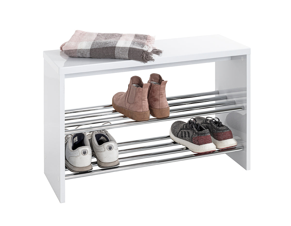 HAKU Möbel Schuhbank aus MDF kratzunempfindlich in Chrom, Weiss