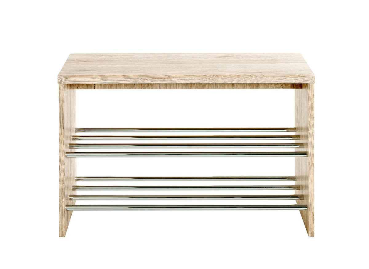 HAKU Möbel Schuhbank aus MDF kratzunempfindlich in Chrom, Eiche San Remo