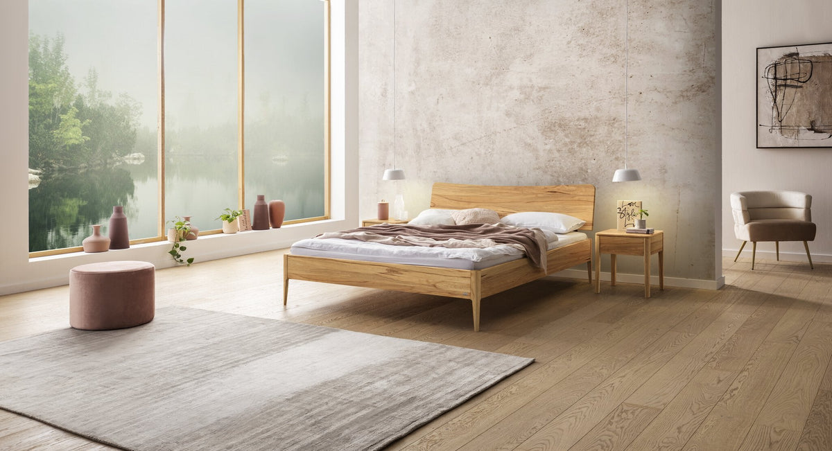Hasena Spezia Bettgestell – 140 x 200 cm, 25 cm, Wildbuche natur, geölt