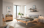 Hasena Vasto Bettgestell – 140 x 200 cm, Fusshöhe 25 cm, Kernbuche natur, geölt, Pace light grey