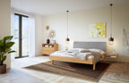 Hasena Lorenzo Bettgestell – 90 x 200 cm, Fusshöhe 25 cm, Eiche bright, geölt, Pace light grey