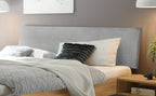 Hasena Pesaro Bett mit Polsterkopfteil – 100 x 200 cm, Fusshöhe 20 cm, Eiche bright, geölt, Pace sand