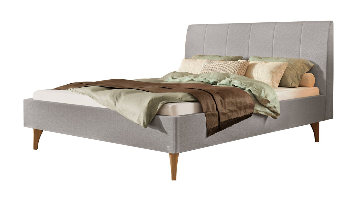 Hasena Elisa Polsterbett – 140 x 200 cm, Fusshöhe 20 cm, Eiche bright, geölt, Pace light grey