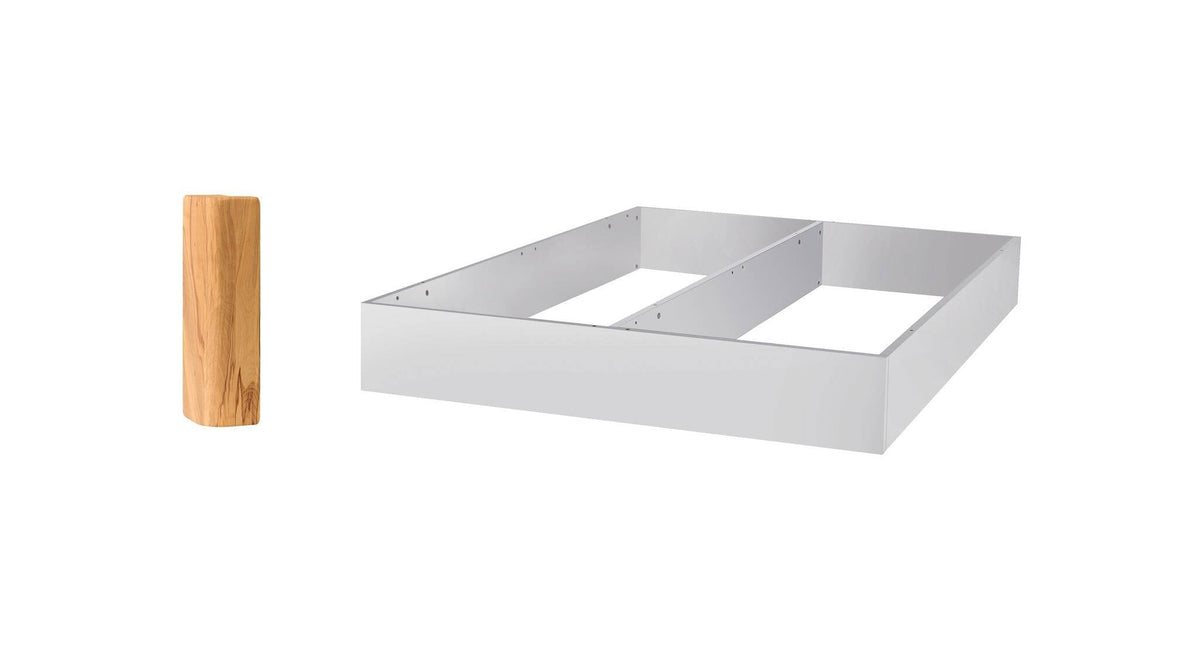 Hasena Practico-Rono Box 25 Bettschublade – 140 x 200 cm, 1 sektorig, Weiss, Wildbuche natur, geölt