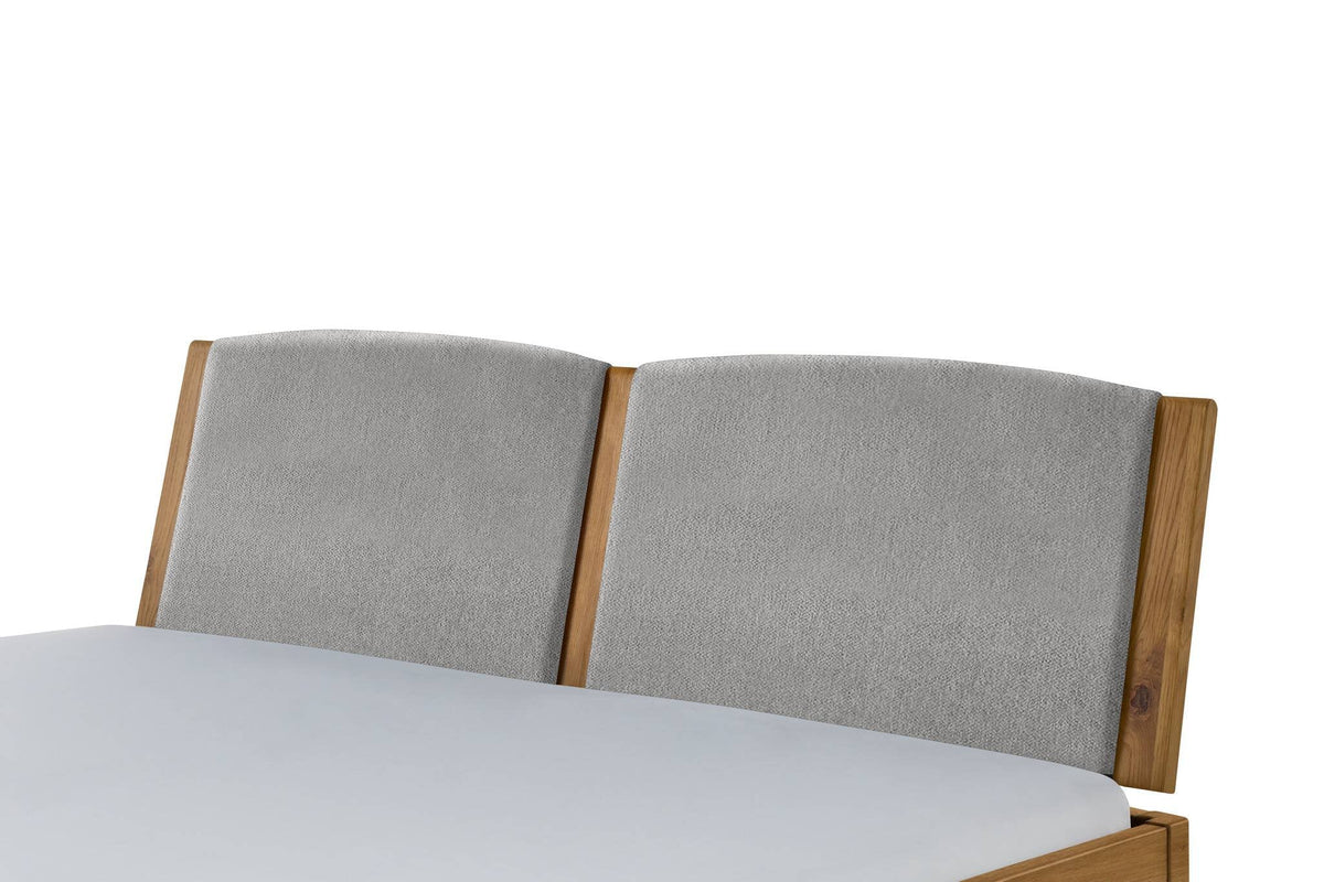 Hasena Comfy Polsterkopfteil – 140 cm, Wildeiche natur, geölt, 840-Pace light grey
