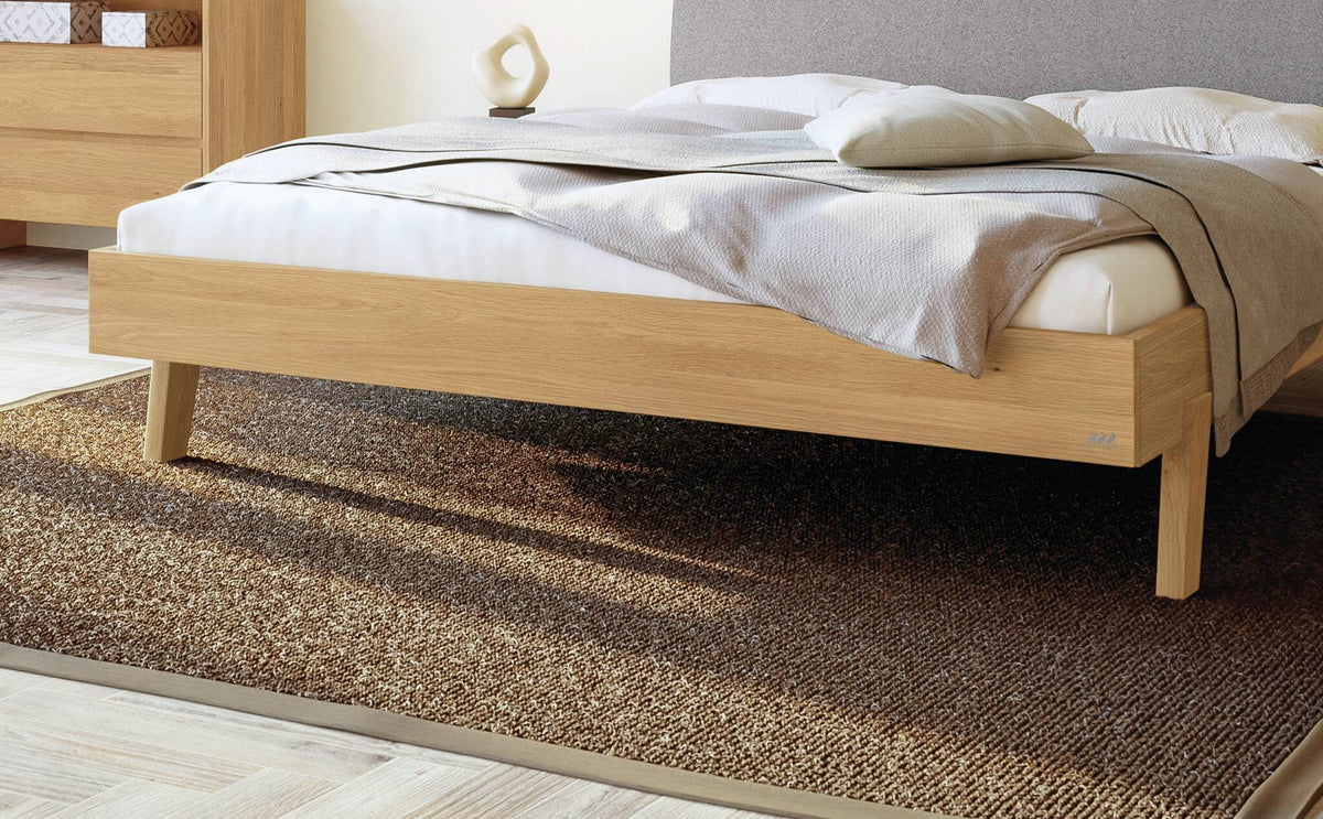 Hasena Lorenzo Bettgestell – 100 x 200 cm, Fusshöhe 20 cm, Kernbuche natur, geölt, Pace grey