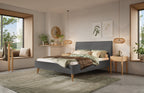 Hasena Elisa Polsterbett – 140 x 200 cm, Fusshöhe 25 cm, Eiche bright, geölt, Pace grey