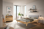 Hasena Vasto Bettgestell – 140 x 200 cm, Fusshöhe 25 cm, Eiche bright, geölt, Pace light grey