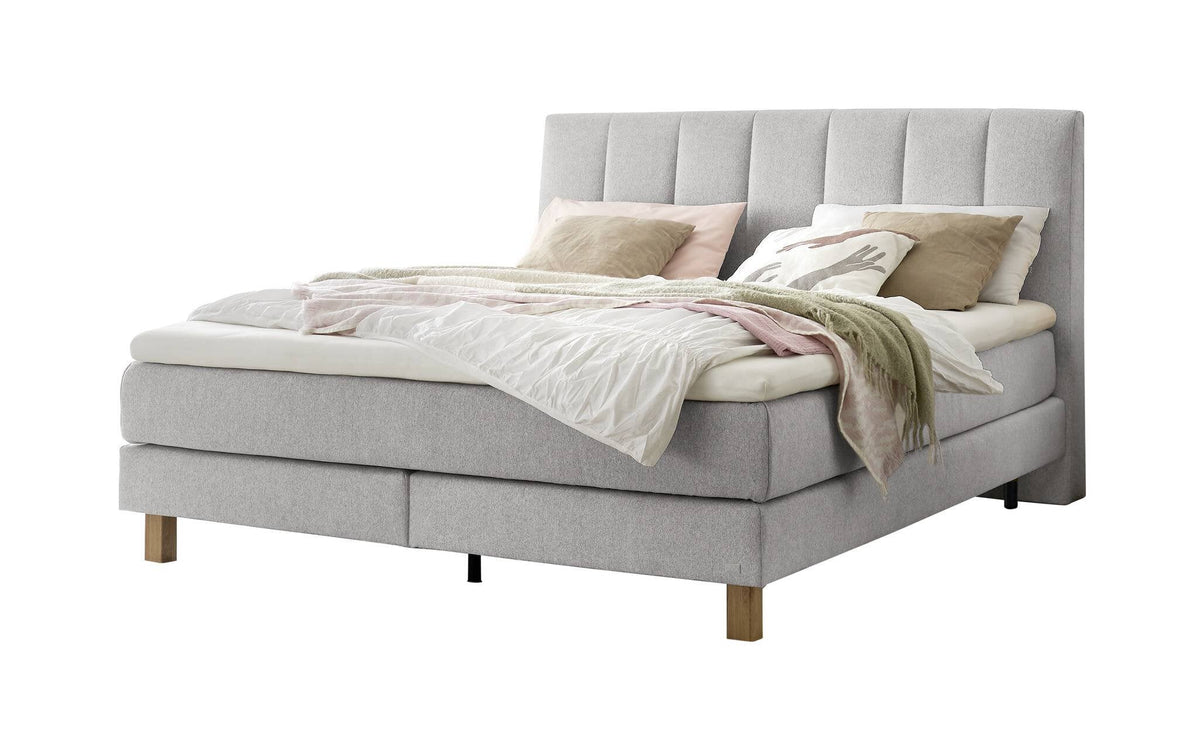 Hasena Reina Boxspringbett – 140 x 200 cm, Glamour-Top, Pace light grey