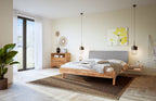 Hasena Lorenzo Bettgestell – 90 x 200 cm, Fusshöhe 25 cm, Kernbuche natur, geölt, Pace light grey