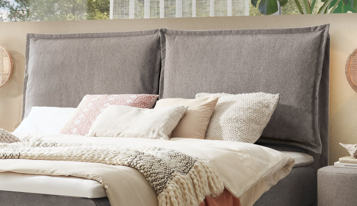 Hasena Zamora Boxspringbett – 160 x 200 cm, Glamour-Top, Monet steel