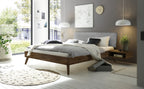 Hasena Pesaro Bett mit Polsterkopfteil – 90 x 200 cm, Fusshöhe 25 cm, Nussbaum, geölt, Pace light grey