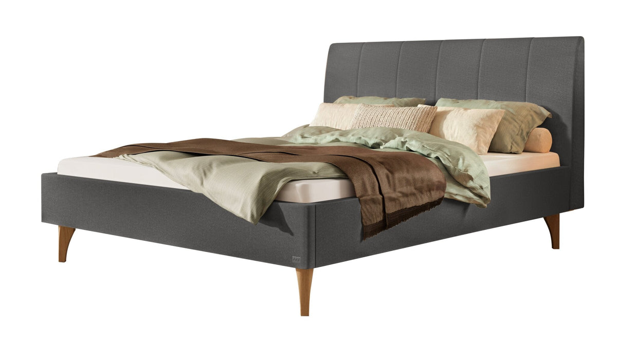 Hasena Elisa Polsterbett – 140 x 200 cm, Fusshöhe 20 cm, Eiche bright, geölt, Pace grey